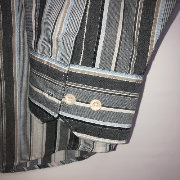 Elliott Cotton Blend XL Long Sleeve Button Front Striped Shirt - Picture 6 of 8